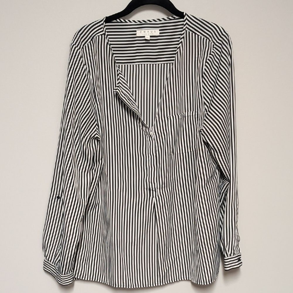Chaus Elegant Striped Button Down Shirt